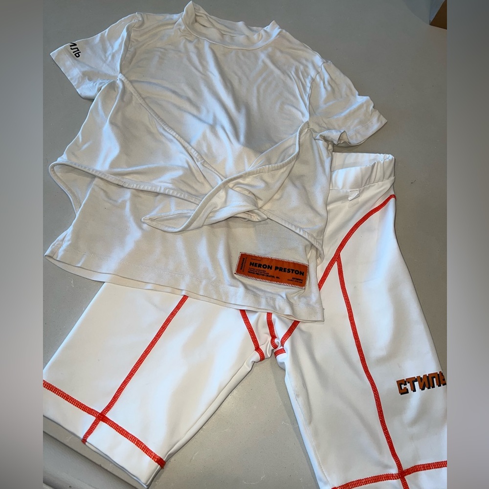 Heron Preston Biker Shorts and T shirt set